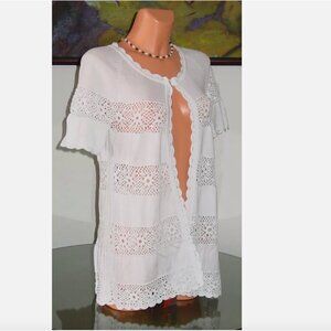 Nanette Lepore NWT LOVE CHILD Crochet Sweater, sz S White